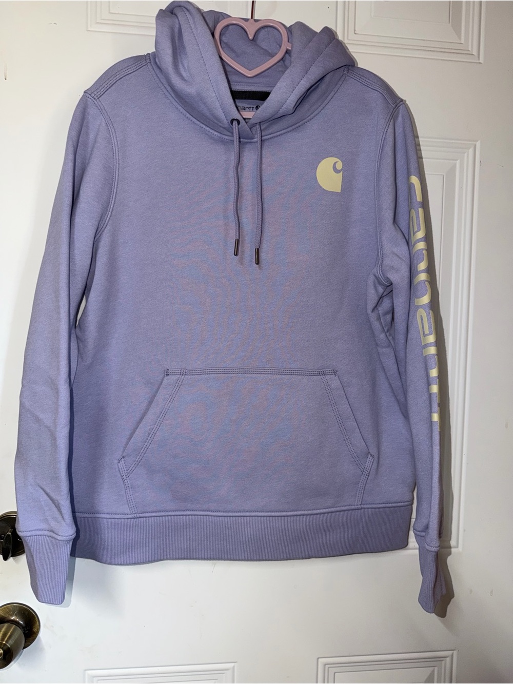 Carhartt Women's Lavender Pullover Hoodie with Pale Yellow Logo